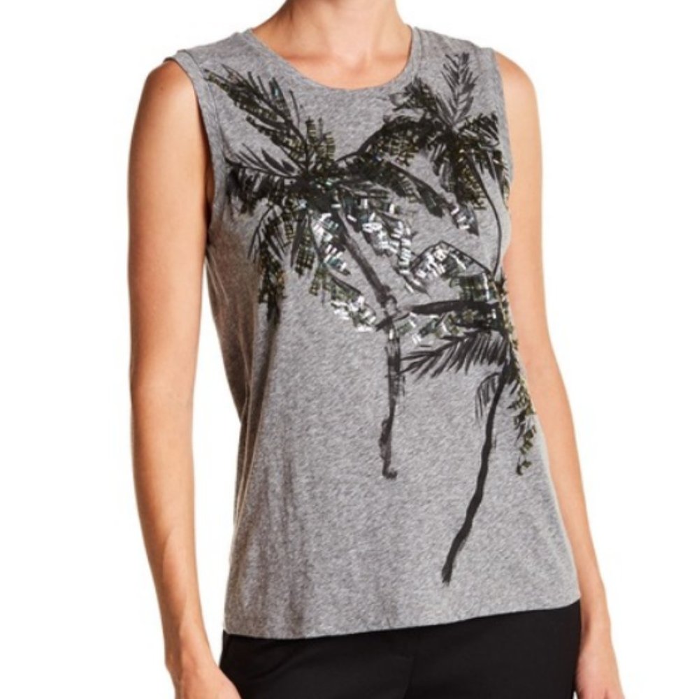 J Crew Sequin Palm Tree Muscle Tee, size s